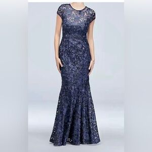 Long evening gown, mother of the bride dress, deep blue, size 6 (fits tall) NWT